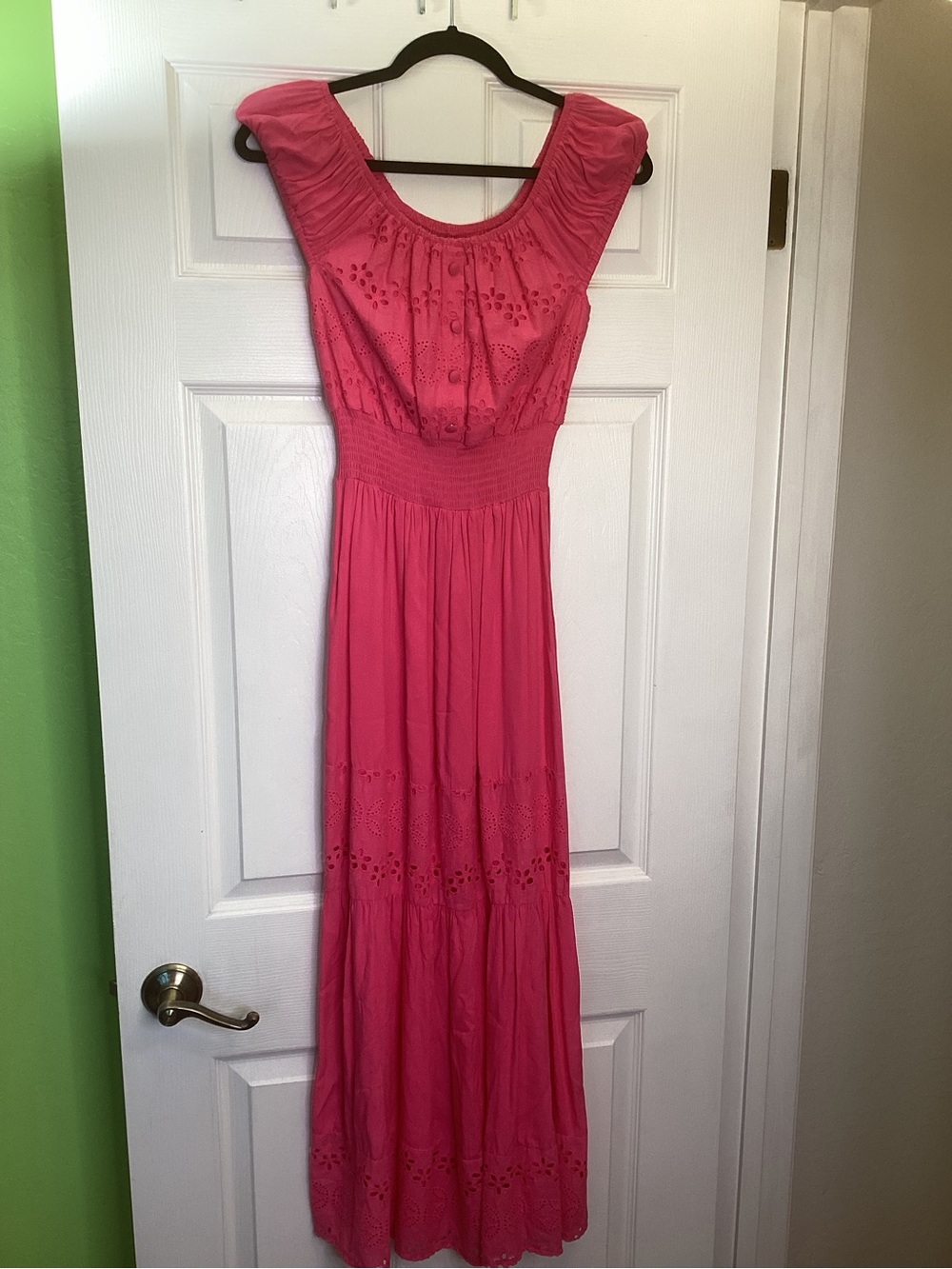 Hot Pink Eyelet Maxi Dress, size Small, NWT